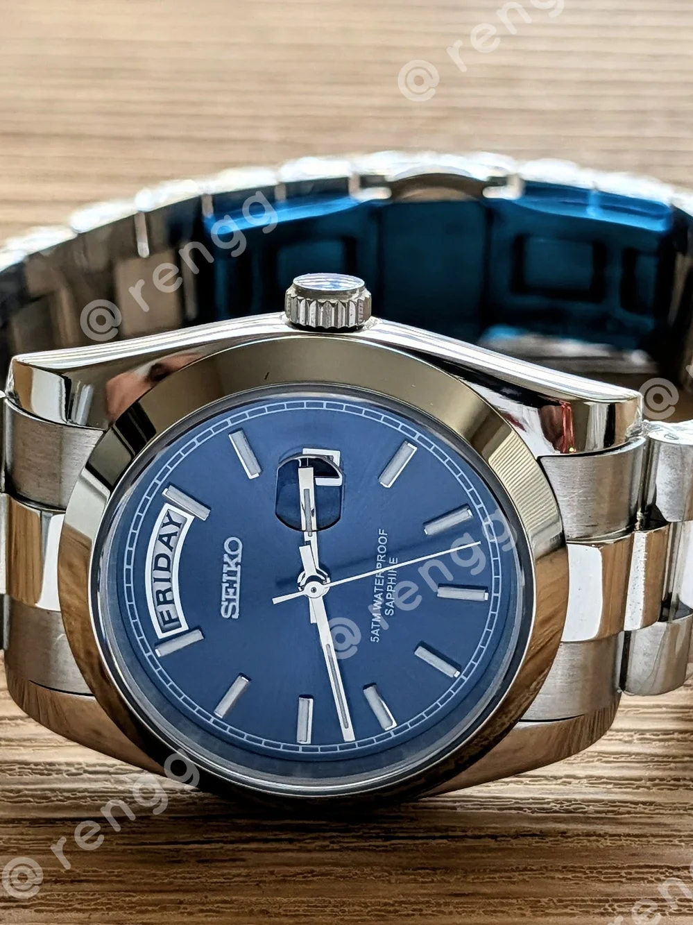 36mm Seiko Men's Stainless Steel Watch - Navy Dial Sapphire
